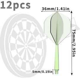 Pyroclasia Pack of 12 Darts Flights with Shaft Stable Darts Accessories Fusion Flights Dart Flyer with Shaft Integrated Fixed Flights Plastic Dart Shafts Shaft Flight System Combo (2BA) (Green)