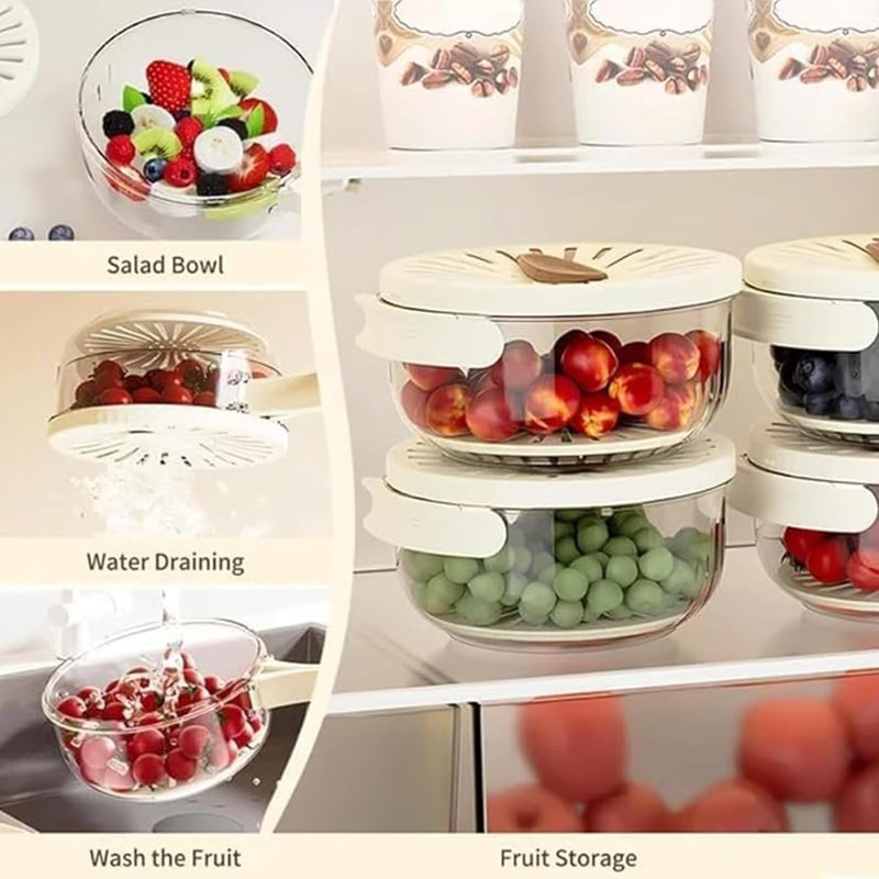 SENIURIS 2 in 1 Drainer with Lid and Strainer, Berry