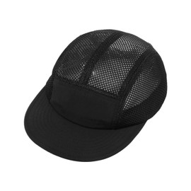 Croogo Mesh Baseball Caps for Men 5 Panel Flat Brim Cap Casual Trucker Hat Lightweight Ultra Thin Sport Sun Hat,Black-ASBH02