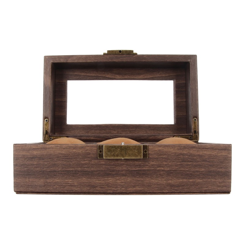 3 Slot Watch Display Case Wood Detachable Pillow Glass Cover