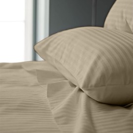 Femini Fashion Giza-Egyptian-Dreams-Set-My-Sheet-&-Pillow, 100% Giza Egyptian 1000 Thread Count Cotton, 12"-15" Deep Pockets |King, Taupe Stripe Color| 4-PC Sheet Set, Soft Breathable Bedsheets