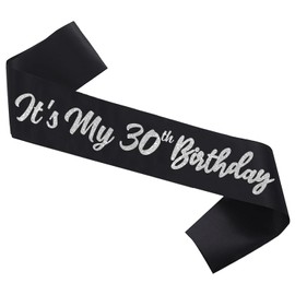Black It's My 30th Birthday Sash Funny 30th Birthday Sash 30th Birthday Gifts for Girls with Glitter Letter Silver