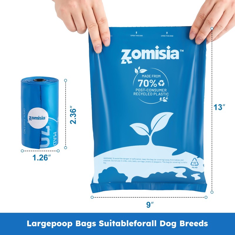 ZOMISIA Dog Poop Bags Rolls - Black-Lined Lavender Dog Waste