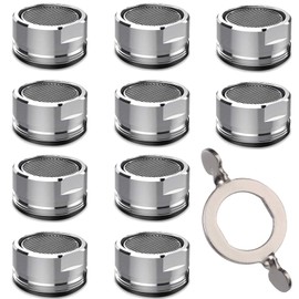 Wasserhahn Sieb M24, COOLUCK 10 Stück Wasserhahn Strahlregler Aufsatz Außengewinde, Mischdüse Einsatz mit Edelstahlfilter und Verchromten Mischdüsenschlüssel, für Wasserhähne