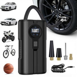 Tire Inflator Portable Air Compressor Air Pump for Car Tires-Car Accessories,12V DC-Powered Auto Pump with Digital Pressure Gauge, Emergency LED Light for Bicycle, Balloons
