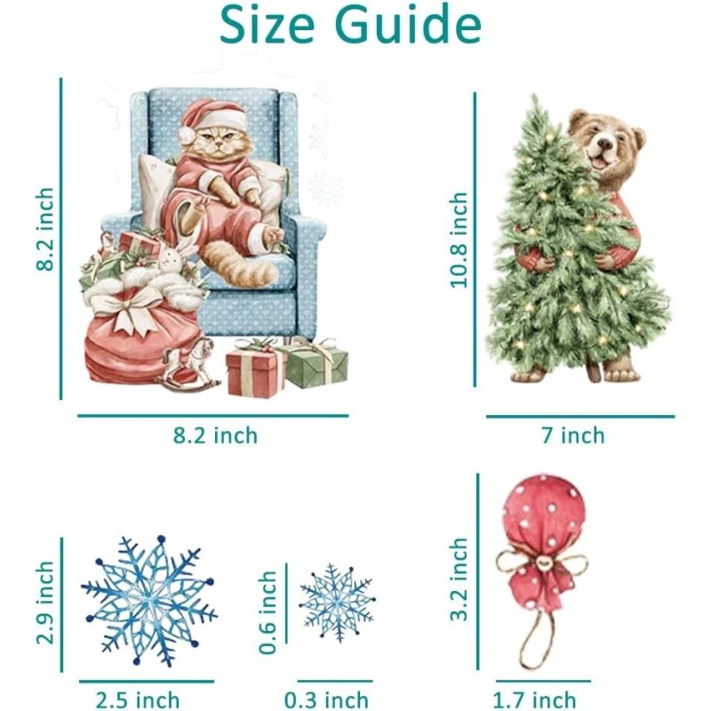 Lambock 87 PCS Christmas Window Clings for Glass Windows Double