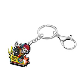 BAMAY Acrylic Cool Rock Music Keychain Accessories Grunge Jewelry Goth Punk Rock Gifts for Music Lovers Women Teens DJ Band (Skull DJ)