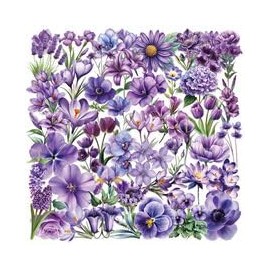 50PCS Transparent Purple Flower Stickers for Water Bottle,Notebook,Guitar,Bumper,Bike,Laptop,Luggage,Suitcase,Cute Floral Vinyl Sticker,Teens Adults Sticker,Botanical Trendy Aesthetic Graffiti Decal