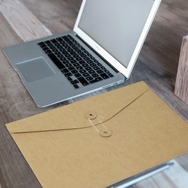 Folder Kraft Paper A5 Kraft Cardboard Pack of 10 Presentation Folder Portable Presentation Folder Sturdy Portfolio Folder with Buckle Organisation External Button Wrap Seal Application Folder for