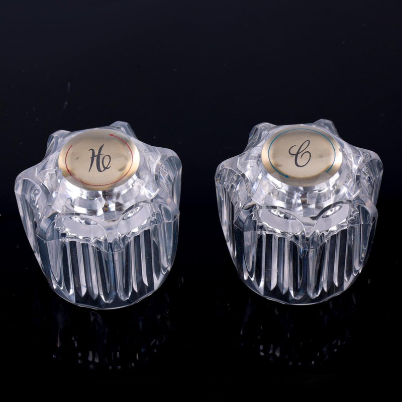 Gosknor 2pcs Shower Knob Replacements, Clear Acrylic Hot/Cold/Diverter Shower Knobs