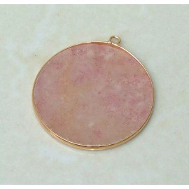 Strawberry Quartz Pendant, Gemstone Pendant, Thin, Slice Pendant, Polished,