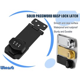 Litensh Household Cabinet Password Lock Hasp Locks Stainless Steel Combination Latch Lock Security Door Lock Anti-Theft Keyless Latch Lock for Drawer Barn (Black, 3 Inch)