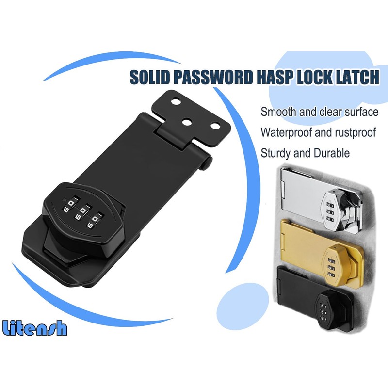 Litensh Household Cabinet Password Lock Hasp Locks Stainless Steel Combination