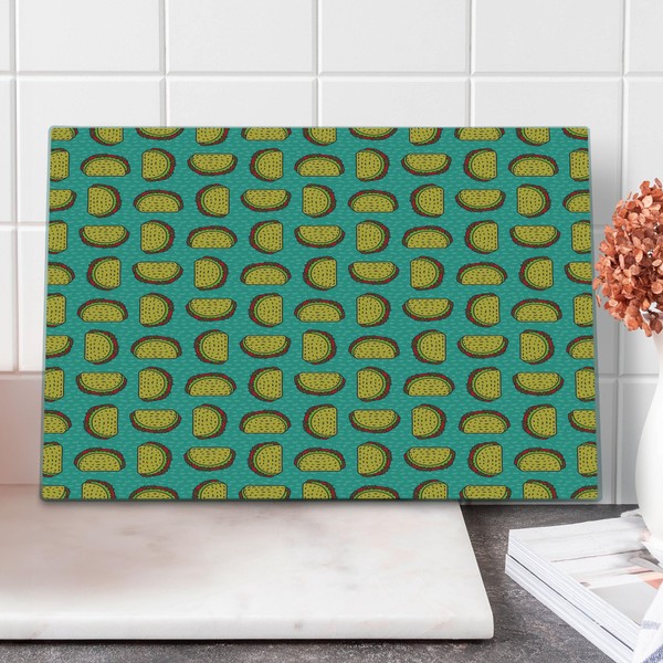 Ambesonne Taco Cutting Board, Mexican Dish with Tortilla Folded Veggie-Packed