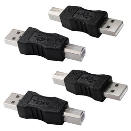 KUOQIY 4 Stücke USB A auf B Adapter, USB 2.0 A Männlich zu B Drucker Männlich Konverter, für Drucker, Scanner, Faxgerät, Mehr