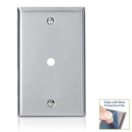 Leviton 84013-40 1-Gang .312-Inch Hole Device Telephone/Cable Wallplate, Box Mount, Stainless Steel