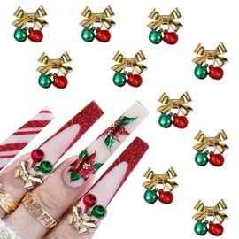 10Pcs Christmas Bell Nail Charms 3D Alloy Jingle Bells Christmas Nail Art Charms Gold Bow Bell Nail Jewelry Mixed Color Xmas Bell Nail Gems and Charms for Women DIY Acrylic Nail Decoration Accessories