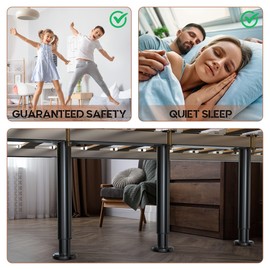 YUEYIN 4Pcs Adjustable Height Bed Frame Support Leg, Extra Sturdy Steel Bed Frame Support Legs with Wider Rubber Base, More Stable/Quieter, Bed Slat Reinforcement Kit for King/Queen Bed (10"-16.5")