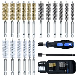 SPEEDWOX 20 Stück Borsten Drahtbürste für Bohrmaschine mit 1/4-Zoll-Sechskantschaft Griff Edelstahl Bohrbürste Reinigung Drahtbürste Bohrung Reinigungsbürste Set Bohrbürste Set für Rostreinigungsrohre