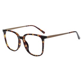 Firmoo Blue Light Filter Glasses Without Prescription Women Men Oversized Computer Glasses for Playing Metal Hinge Blue Filter Glasses, Tortoise