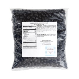 Black Jelly Beans, 4 Pound Bulk Bag, Black Licorice Flavor, The Hampton Popcorn & Candy Company