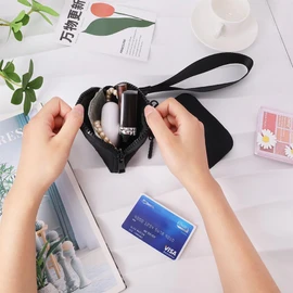 Oyachic Purse Wristlet Wallets Small Purse Dual Pouch Coin Purse Women's Purse Coin Bag with Zip Wallet, black, purse