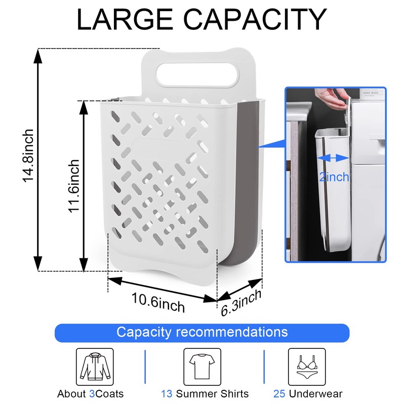 Laundry Basket Hamper,Hanging Wall Collapsible Laundry with Handle,Space-Saving Foldable Storage