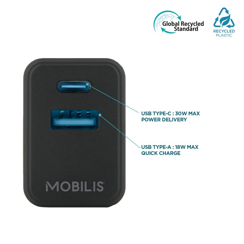 Mobilis Wall Charger Black 30W