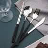 4Pcs Portable Travel Utensils Set，Reusable Stainless Steel Flatware Set for