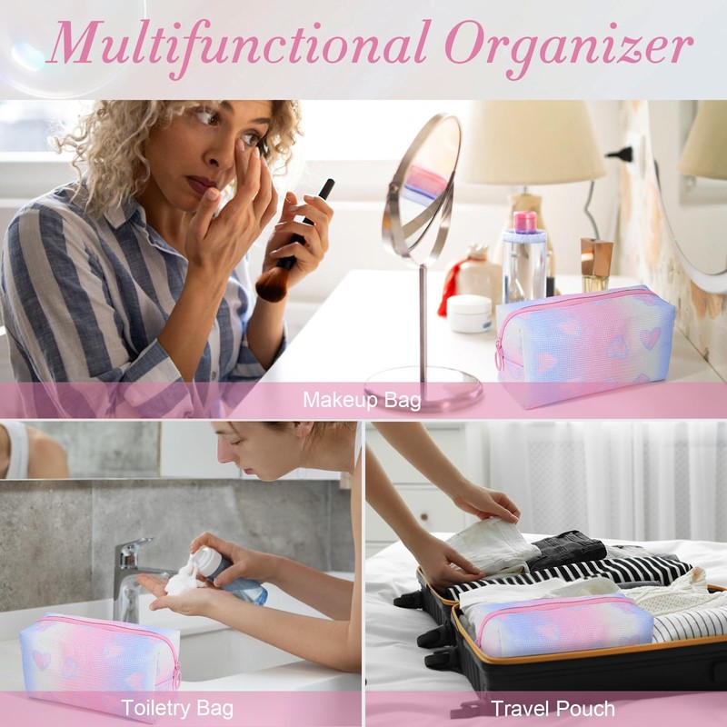 DALINEEYI Makeup Bag, Shiny Cool Cosmetic Bag With Handle and