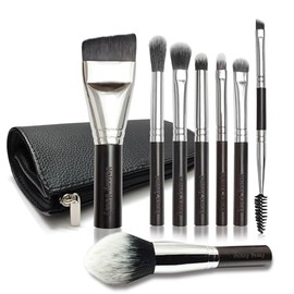 Juego de Brochas de Maquillaje de Viaje, Brochas de Maquillaje Con Estuche para Base de Polvo Corrector Sombras de Ojos, 8 Piezas Mini Brochas de...  