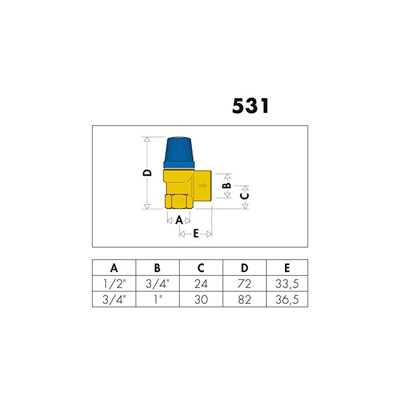 Caleffi 531460 Membrane Safety Valve Heater 3/4 to 3 bar