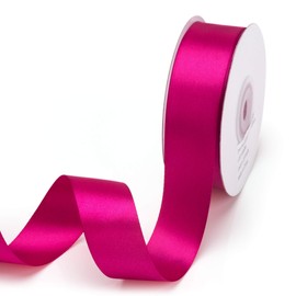IHKFILAN Satin Ribbon in Azalea (25 mm x 22.86 m), Matt Shiny Gift Ribbon, Elegant Ribbon for Decorating & Crafts, for Wrapping Special Gifts, Weddings, Christenings, etc