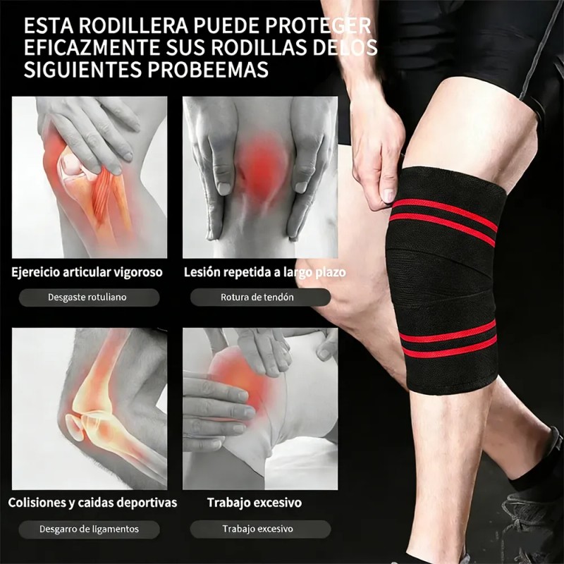 1 Par Vendas Para Rodilla Knee Wraps Elastica Rodilleras Gym