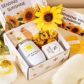 Sunflower Birthday Gifts for Women,Get Well Soon Gift Baskets Her Self Care Package Relaxation Spa Bath Gift Set Box Christmas Pamper Hamper thank you retirement teachers Friends Sisters Wife Mum