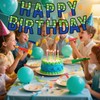 Blue & Green Cartoon Happy Birthday Banner, Cartoon Animation Birthday