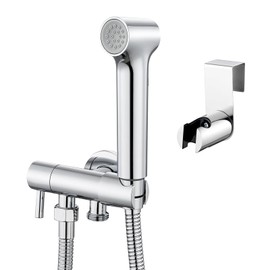Faustina Bidet Handbrause Persönliche Hygiene Set für Toilette WC Badzimmer, Aufsatz Armatur mit Verstellbare Spritzpistole Bidetbrause, Wandmontage Messing verchromt poliert