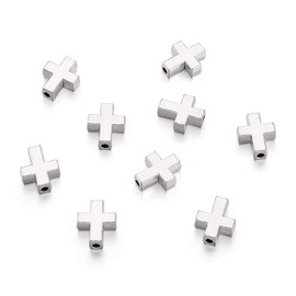 Beadthoven 10pcs Tibetan Style Antique Silver Alloy Cross Pendant Beads for DIY Bracelet Necklace Jewelry Making 15x12x5mm