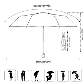 DALOMGZL Umbrella, Umbrella Windproof Strong Automatic Umbrella,Lightweight Portable Travel Folding Umbrella for Rain, 8 Ribs Compact Umbrellas,One Button Auto Open And Close,Anti-UV(Navy Blue)