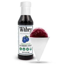 Wäbry Blueberry Syrup – 14.9oz (420g), Natural Fruit Flavor Organic Snow Cone Syrup for Drizzling on Shaved Ice, Waffles, Ice Cream & Lattes, Non-GMO, Dye-Free Vegan Syrups, 12 Servings Per Bottle