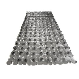TIKE SMART “Pebbles” Non-Slip Bathtub/Shower Mat 35"x16" Rectangular, Non-Toxic, Safe, Clean, Machine-Washable, Superior Grip & Drainage, Vinyl, for Smooth Floors ONLY, Transparent Gray