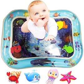 Tapete Agua bebe, PVC Tapetes para Bebe , Tapete de Agua para Niños 65 * 50 Cm, Tapete de Agua Bebe Inflable, Tapete de Agua Premium, Juguetes Sensoriales Perfectos para Desarrollo Temprano, sin BPA (Azul)