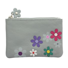 Mala Leather CARA Collection Coin Purse with Keyring 4108_73 Grey