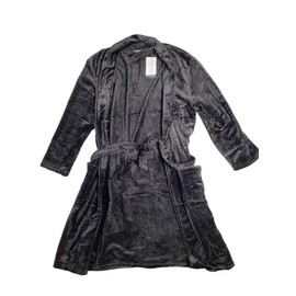 Perry Ellis Mens Herringbone Textured Fleece Robe Peacoat Blue