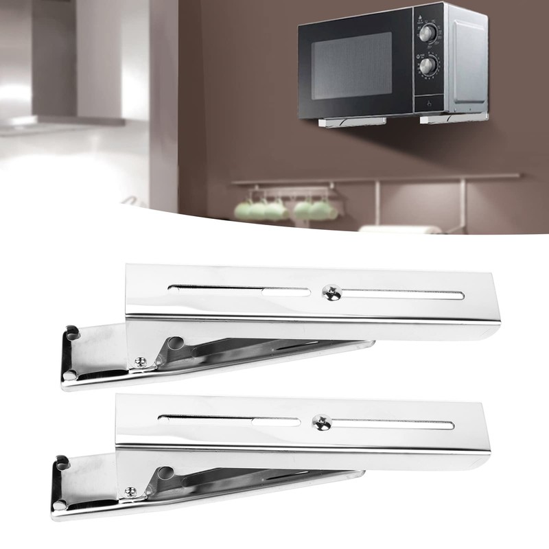 Stainless Steel Microwave Oven Wall Mount Bracket, Foldable Adjustable Shelf