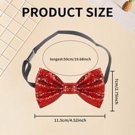 Sparkly Bow Tie for Men,Glitter Bow Tie Sparkling Sequin Bowtie and Adjustable Strap Buckle Shiny Glittering,for Men Bachelor Dance Hen Night Party Carnival Christmas Fancy Dress Stage Show(Red)