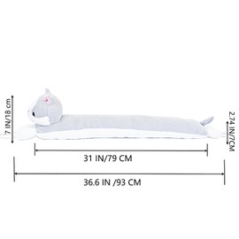 36 Inch Heavy Duty Under Door Draft Stopper, Decorative Cute Animal Stopper for Door & Window, Noise Blocker Sound Proof Seal Heavy Duty Reduce Noise Bottom of Door with Hanging Loops-Grey Cat