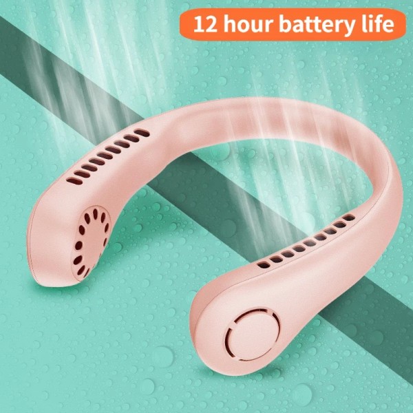 Unbranded Portable USB Rechargeable Neckband Lazy Neck Hanging Dual Cooling