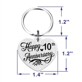 Tangvo 10 Years Anniversary Keychain - Happy 10th Wedding Anniversary
