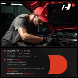 A-Premium Front Driver and Passenger Hood Hinges Compatible with Jeep Grand Cherokee 2022-2024, Grand WL Series Cherokee L 2021-2024, Front Left and Right Side, 2-PC Set